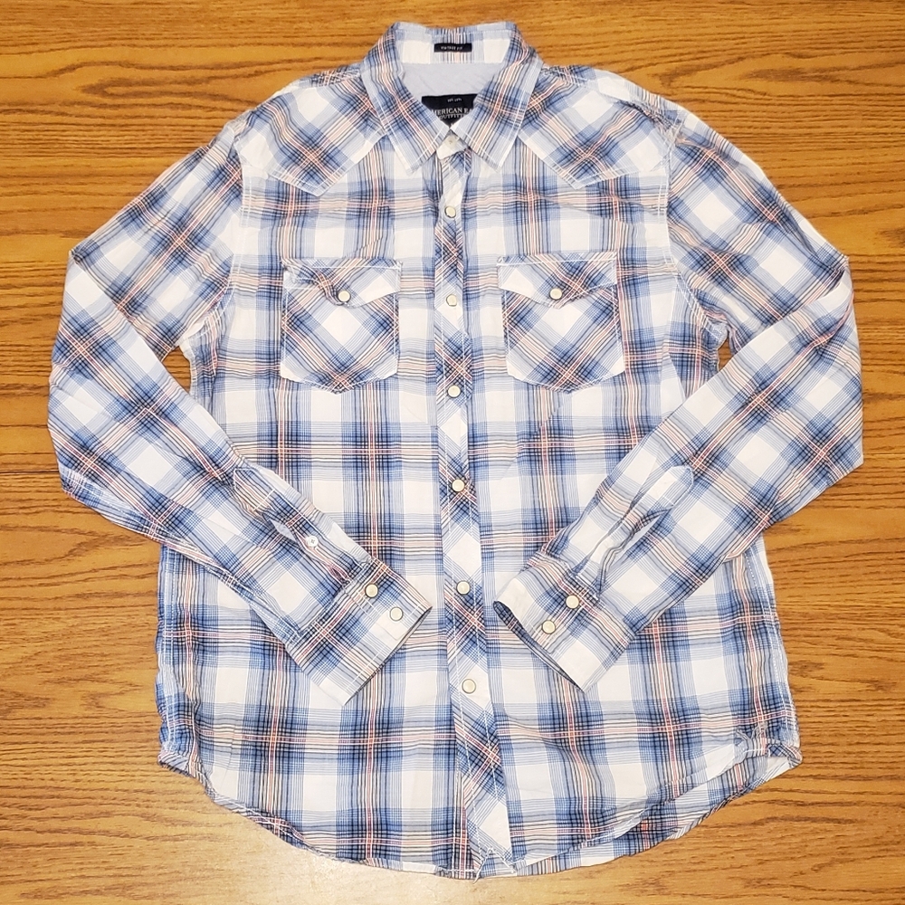 American Eagle Blue Plaid Shirt